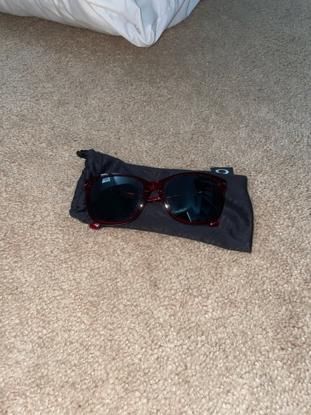 Dark Red Oakley Women’s Sunglasses with Black Lenses